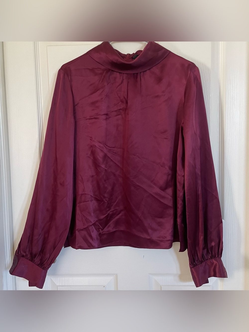 Jon 100% Silk Burgundy Long Sleeve Blouse size 10